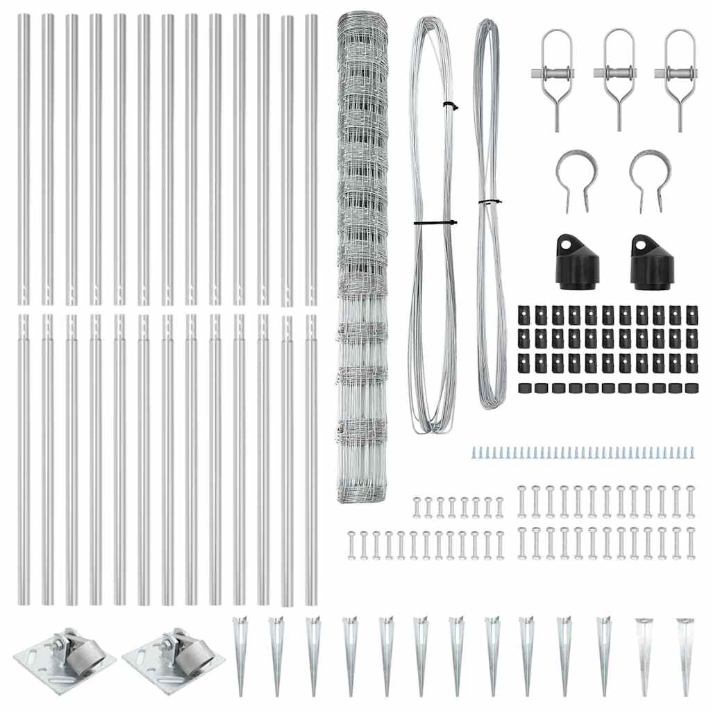 Wildzaun Silber 25 x 1,5 m Verzinkter Stahl